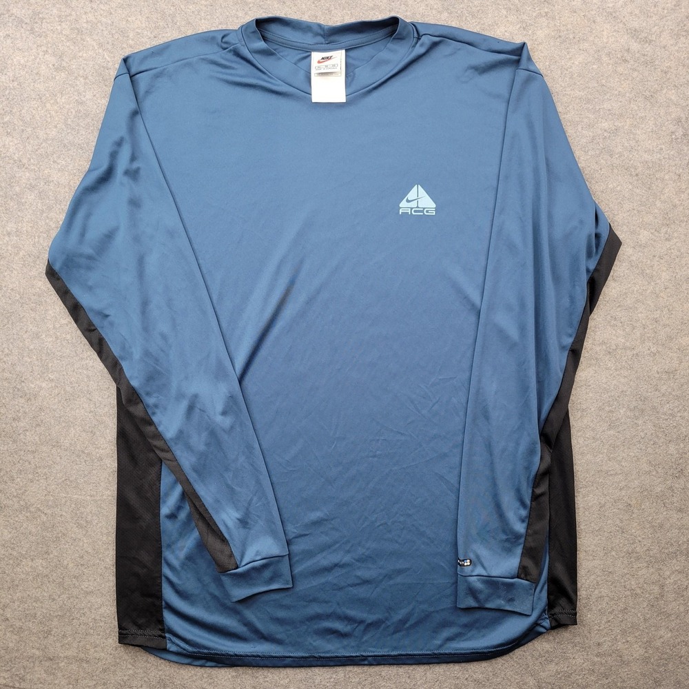 Nike‎ ACG Shirt Mens XL Blue Long Sleeve Colorblock Hiking Athletic Top Gym